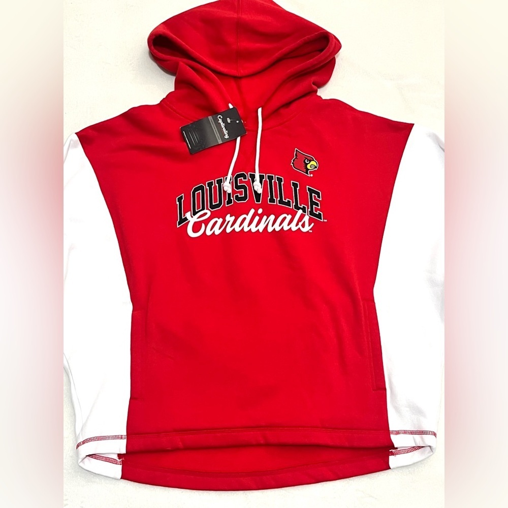 Louisville Cardinals Women’s Captivating Red White Gray Hoodie Sweatshirt - Picture 2 of 16